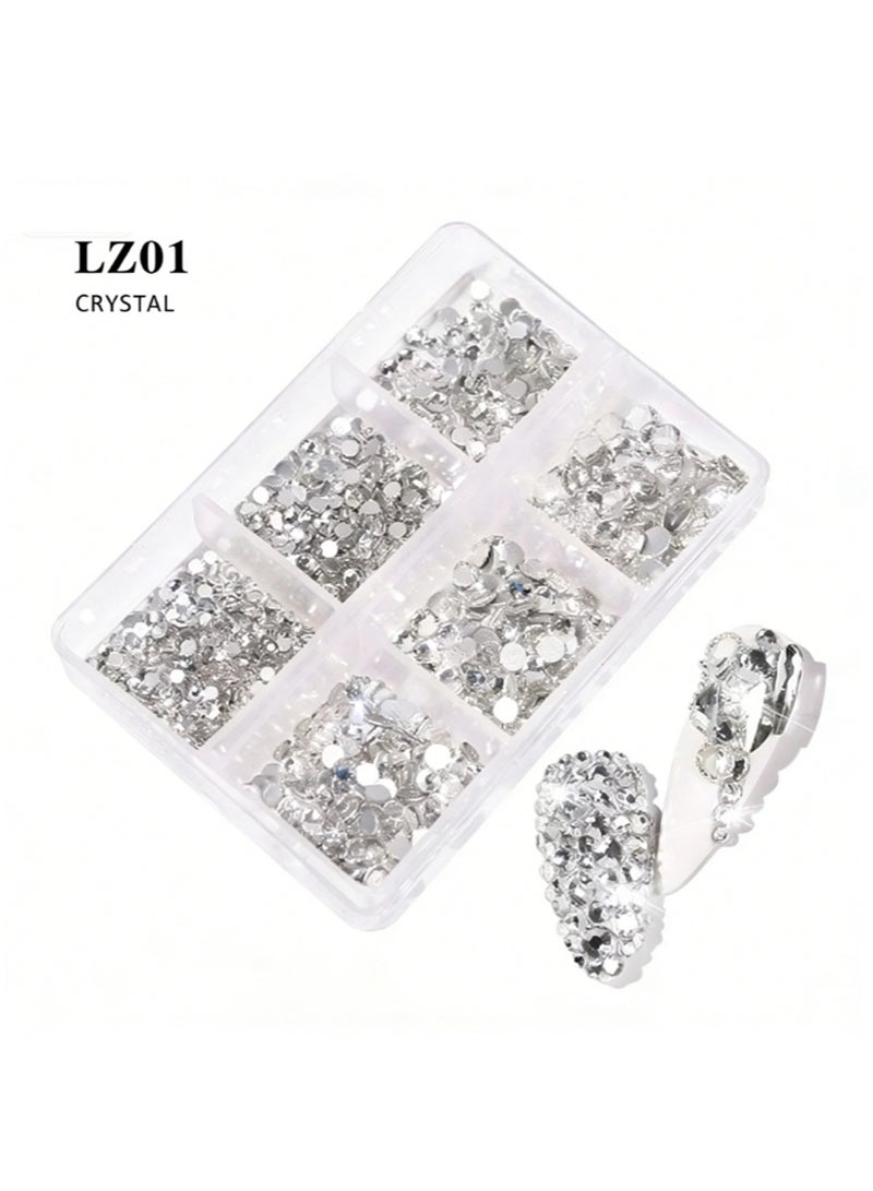 1000Pcs Rhinestone Nail Glass Crystal, 6 Sizes (Ss6-Ss30) Nail Gemstone Flat Back Rhinestone Suitable For Crafts, Jewelry, Diamond Stone Diy Jewelry, Diamond Nail Art - Image 1